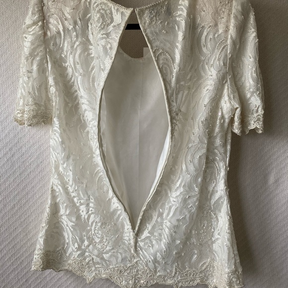Brilliante By JA White Dressy Blouse Size M - Picture 6 of 6